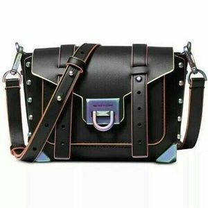 NWT Michael Kors Manhattan Leather Black/Iridescent Crossbody Original Packaging